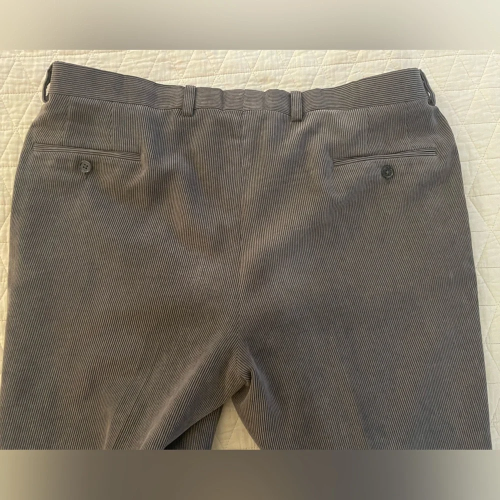Saks Fifth Avenue Flat Front & Cuffed Corduroy Pant in Gray Size‎ 38 $145